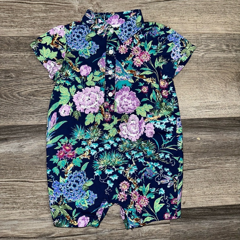JANIE AND JACK * Hawaiian Floral Print Outfit * Boys Size 3-6 Months * 3M * 6M